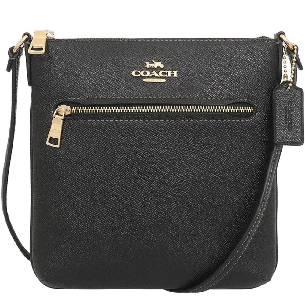 Coach Black Leather Crossbody with Gold Details